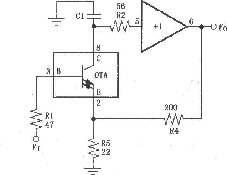 Current feedback amplifier circuit of broadband transconductance operational amplifier and buffer OPA660