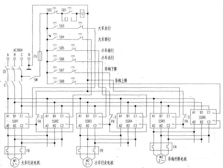 Simple and easy-to-make bridge crane control circuit