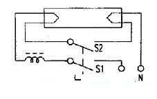 A fluorescent lamp starting device without a starter