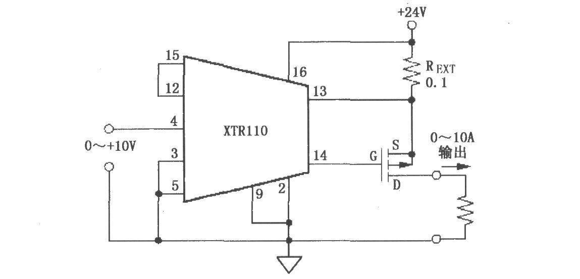 Voltage-current converter constructed with XTR110