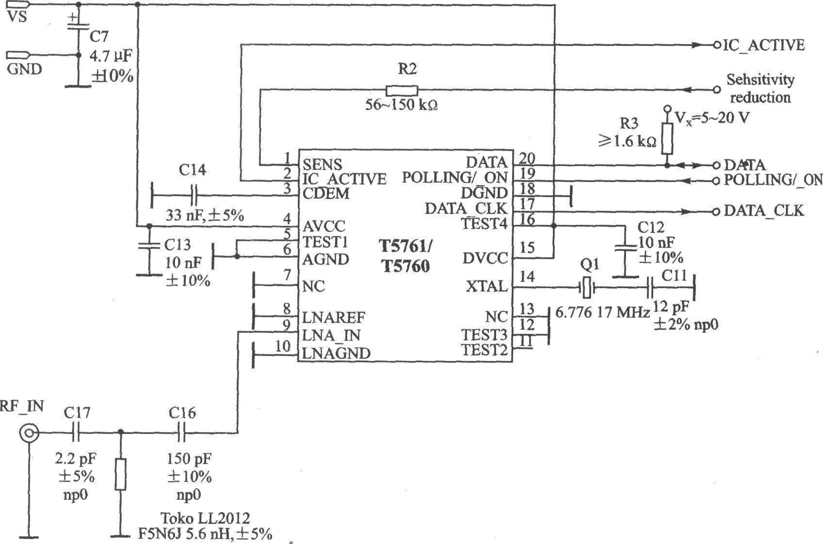 T5761/T5760 ASK/FSK 870～868 MHz/928～902 MHz Receiver