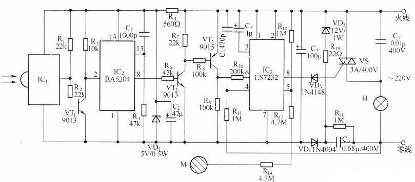 Remote control touch dimming circuit composed of BA5204