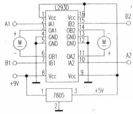 DC motor drive circuit composed of L293D