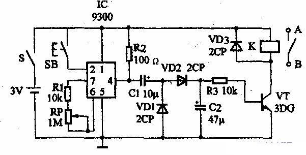 Darkroom exposure timer circuit using 9300