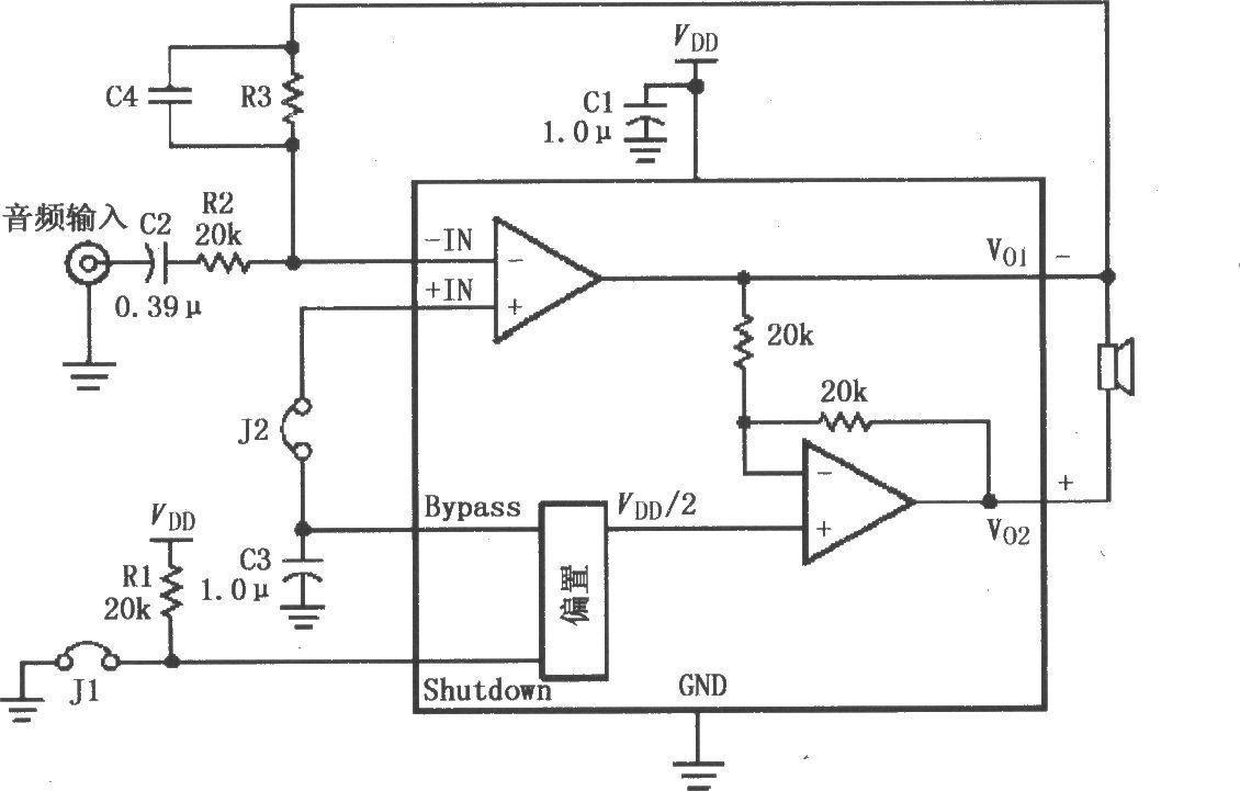 LM4819 high gain audio amplifier circuit