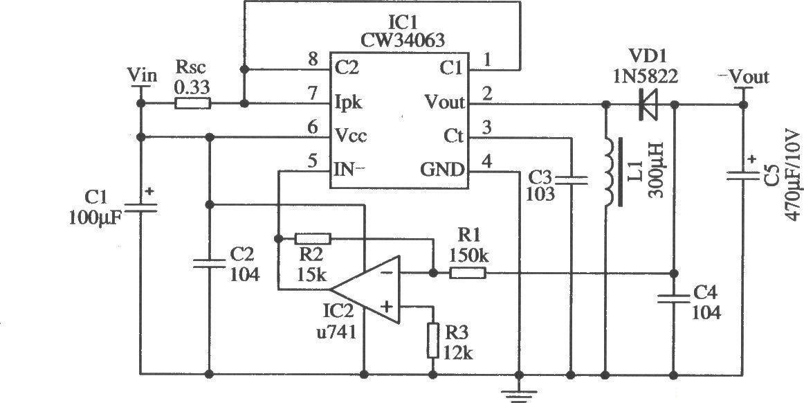 Using CW34603 to form a circuit to change the polarity of the output power supply