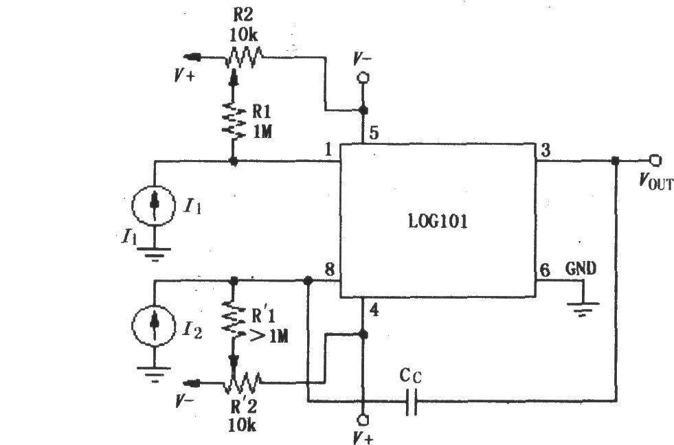 Bias current zeroing circuit for logarithmic and log ratio amplifiers LOG101/LOG1104