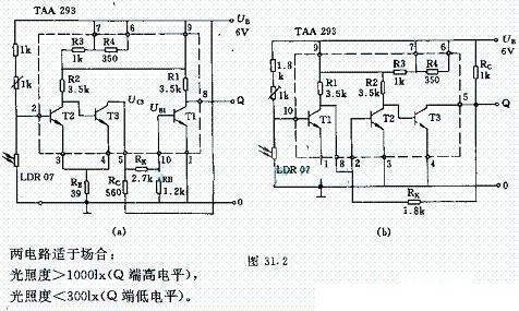 Grating circuit using TAA293 integrated circuit