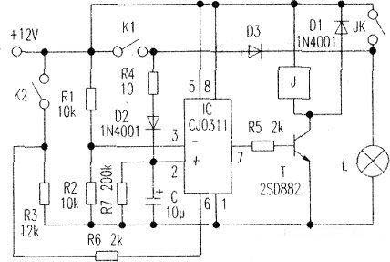 Design and manufacture a brake light delay extinguishing circuit