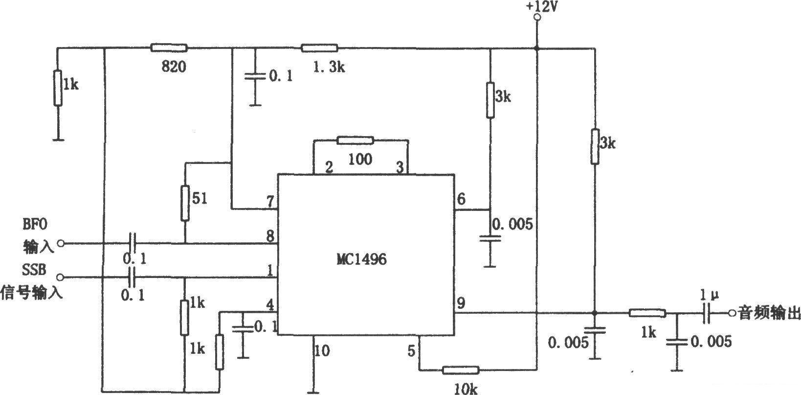 Multiplication detector composed of MC1496