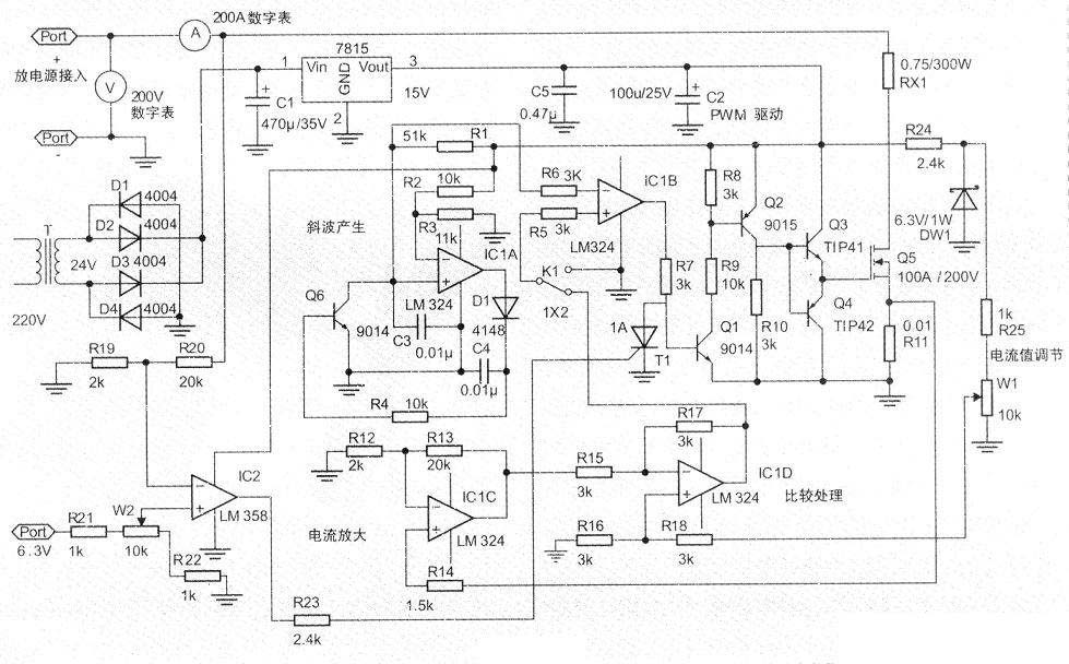 An electronic load meter using LM324 operational amplifier as the main control device