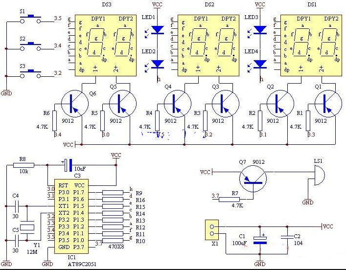 Circuit diagram of multifunctional digital clock