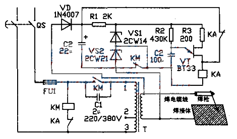 Automatic control circuit of electric welding machine