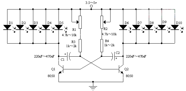 Simple LED advertising light circuit