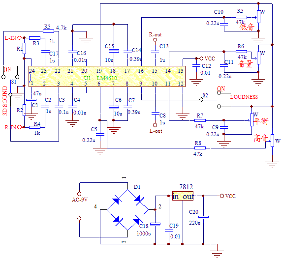 3D tone circuit made by LM4610