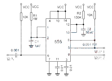 NE555 sequential timing circuit diagram