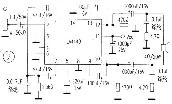 LA4440 single chip BTL 20W power amplifier