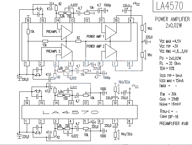 LA4570 audio amplifier circuit diagram