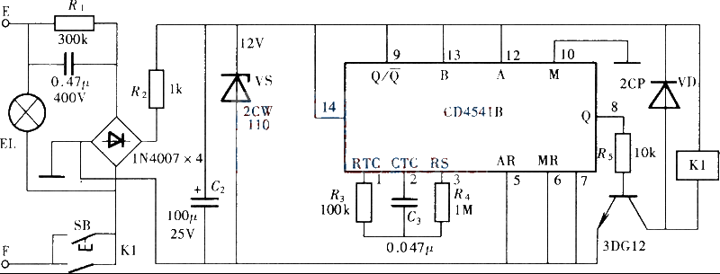 CD4541B delay light off circuit