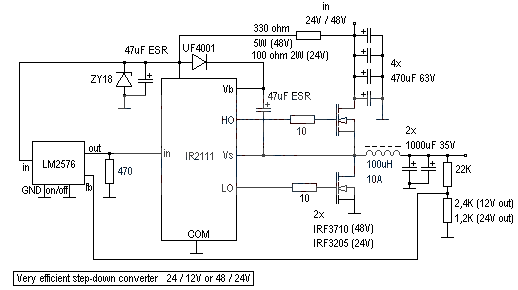 Synchronous rectification and step-down circuit made by LM2567+IR2111