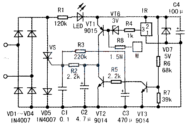 Infrared remote control delay switch circuit