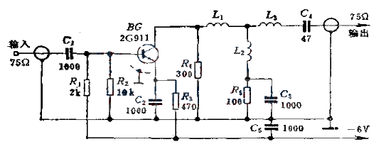 Single tube TV antenna amplifier circuit