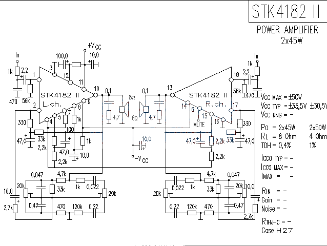 STK4182 power amplifier circuit diagram