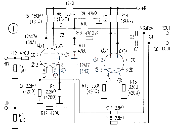 6N3 tube preamplifier