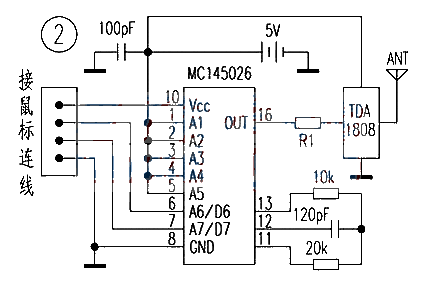 Wireless mouse or keyboard transmitting circuit diagram