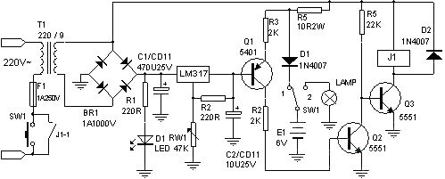 Portable emergency light with automatic stop function