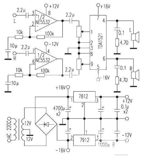 Small amplifier and speaker made with TDA1521