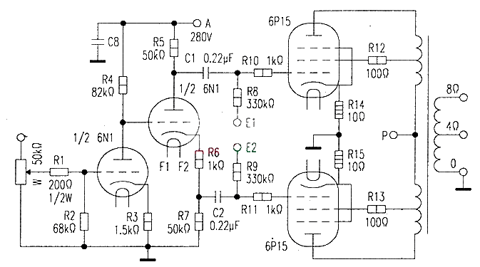 Using 6P15 to create an ultra-linear push-pull amplifier