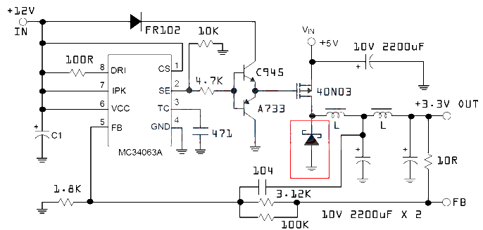 MC34063 high current buck circuit