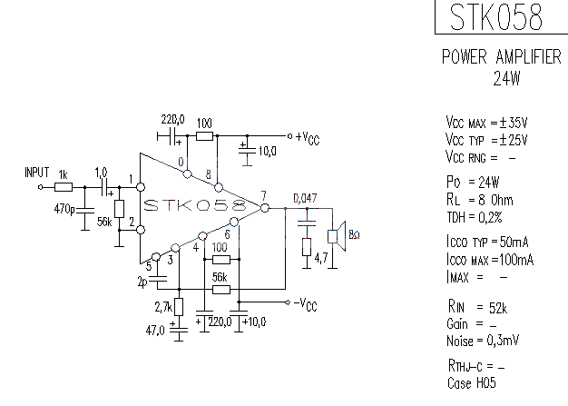 STK058 power amplifier circuit diagram