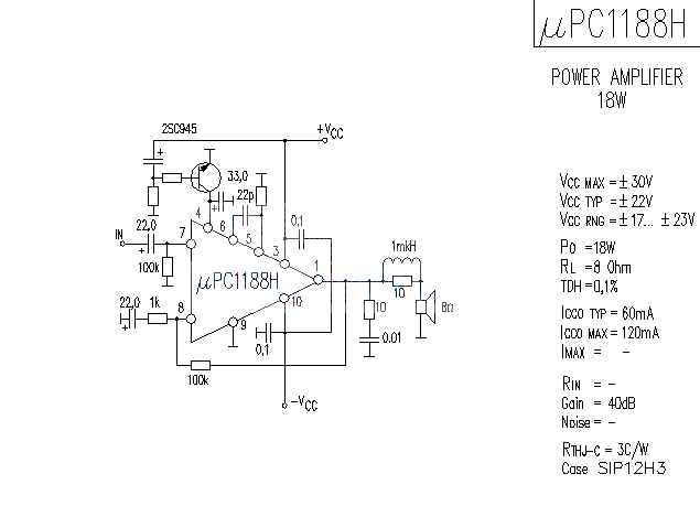 UPC1188 power amplifier circuit diagram