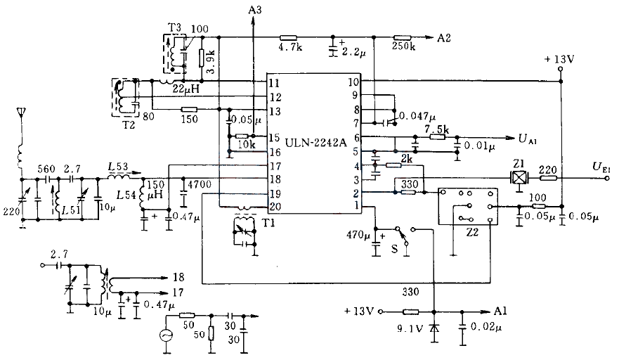 UL2242 car radio circuit