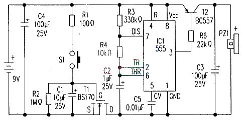 NE555 makes a pleasant doorbell