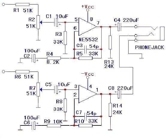 Headphone amplifier made of NE5532