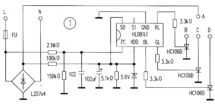 Colorful flashing LED light strip control circuit