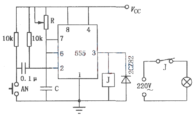 NE555 timing circuit diagram