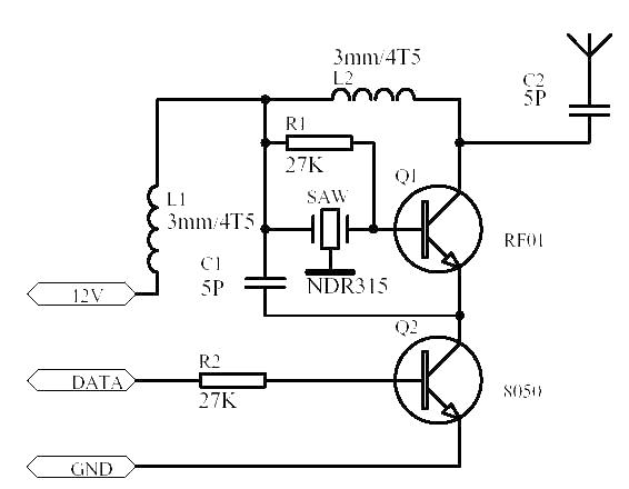 800m transmitter circuit using SAW resonator