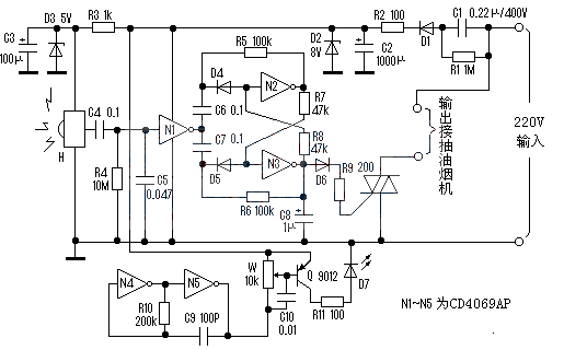 Infrared range hood automatic control circuit