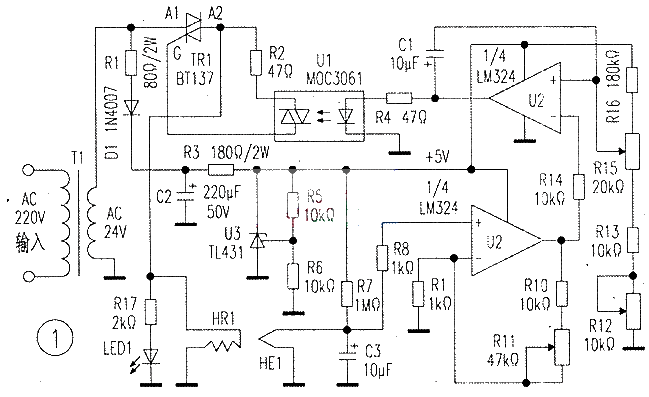 Circuit diagram of changing the power supply of the iron core transformer in the constant temperature soldering iron into a switching power supply