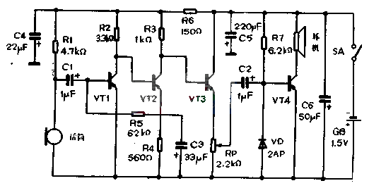 Electronic hearing aid circuit