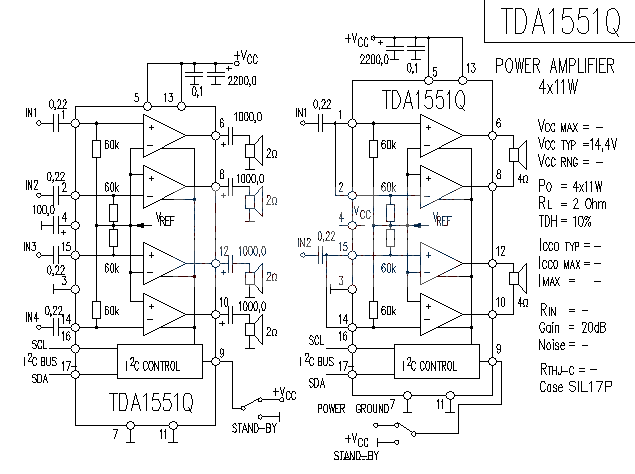 TDA1551 audio power amplifier circuit diagram