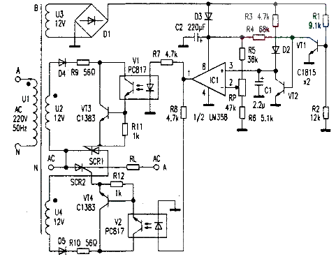 SCR AC voltage regulating circuit