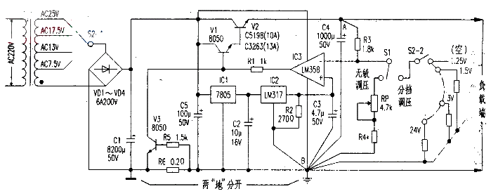 Self-made high-stability, high-current, DC adjustable voltage-stabilized power supply using operational amplifier