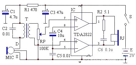 Making a hearing aid using TDA2822