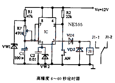 6～60 seconds timing circuit diagram