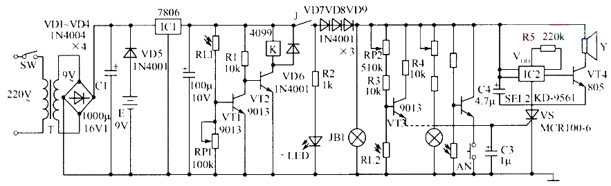 Multi-channel laser anti-theft alarm circuit